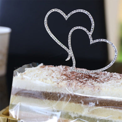Romantic Rhinestone Double Heart Cake