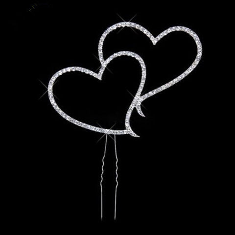 Romantic Rhinestone Double Heart Cake