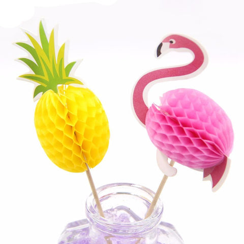Lovely Flamingo & Pineapple Cake Toppers