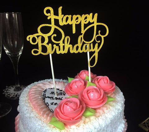 Glitter "Happy Birthday" Cake Topper