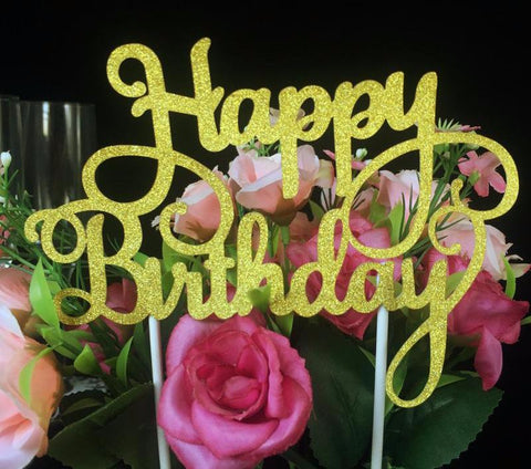 Glitter "Happy Birthday" Cake Topper
