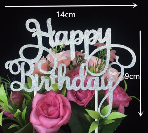 Glitter "Happy Birthday" Cake Topper