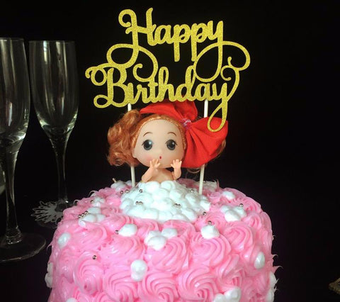 Glitter "Happy Birthday" Cake Topper