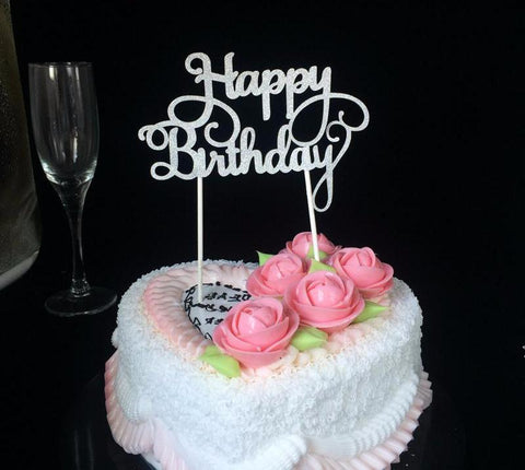 Glitter "Happy Birthday" Cake Topper