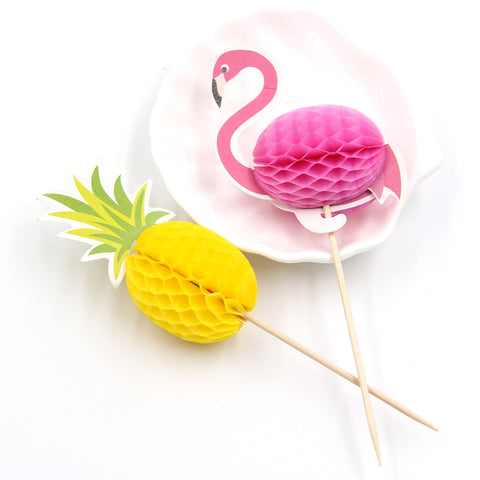 Lovely Flamingo & Pineapple Cake Toppers