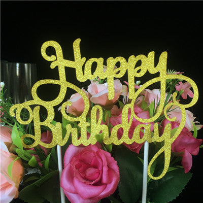 Glitter "Happy Birthday" Cake Topper