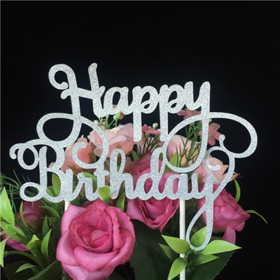 Glitter "Happy Birthday" Cake Topper